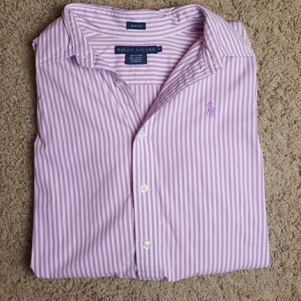 Ralph Lauren slim fit button up purple striped